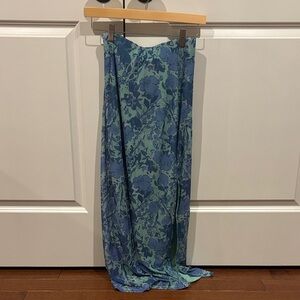 Free People Blue and Green Floral Maxi Skirt